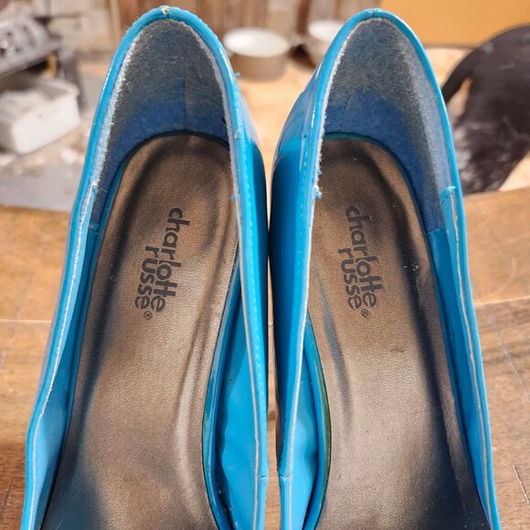 Charlotte Russe Womens Size 8 Teal Blue Patent Leather Platform Stiletto Heels - Picture 6 of 11